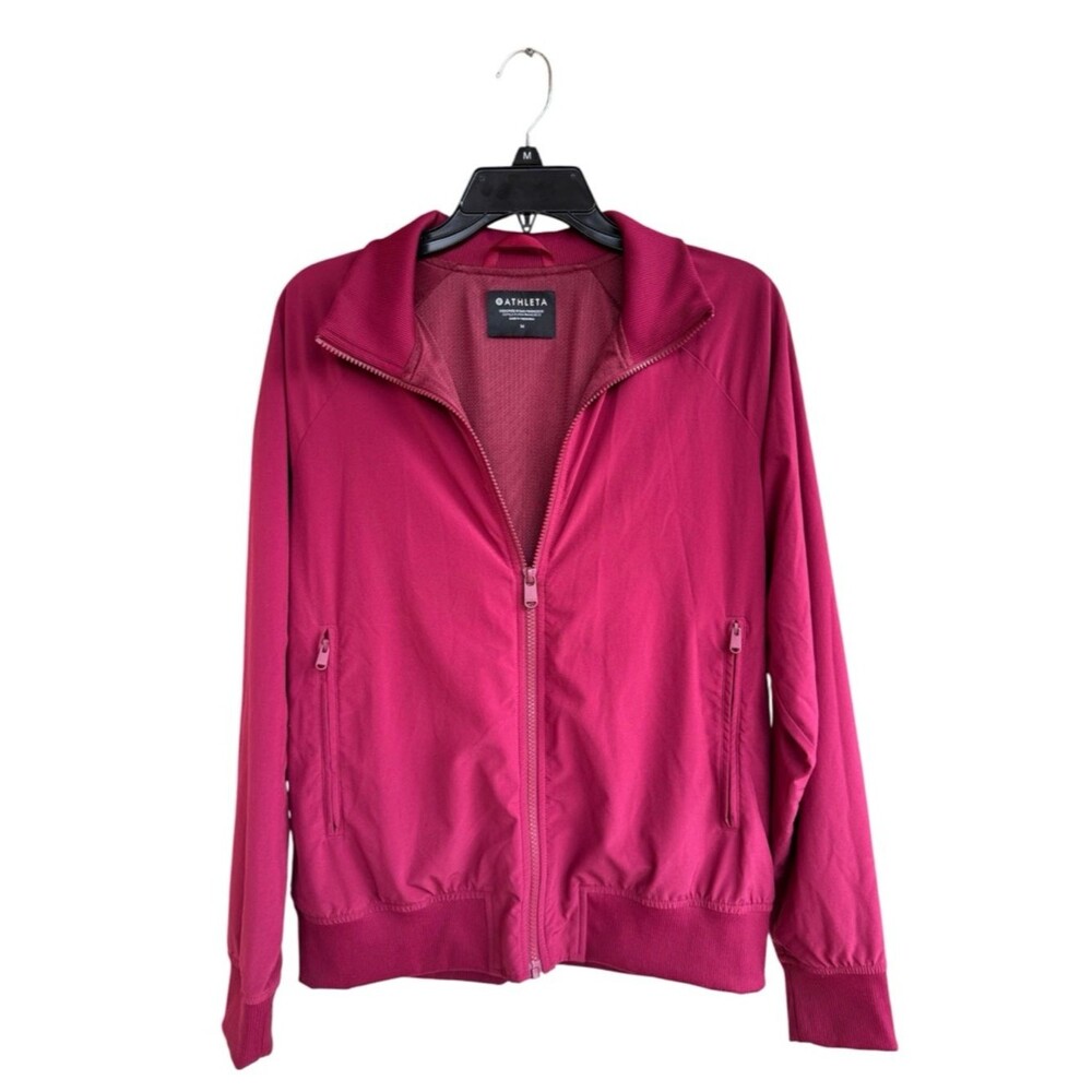 Athleta Brooklyn Bomber Jacket Maroon Burgundy Lightweight Zip Size M